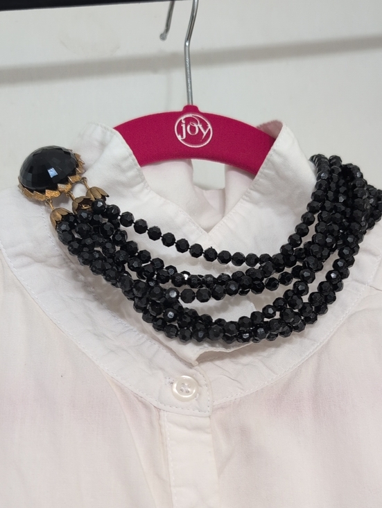 Jewelry - Vintage Black Beaded Multi-Strand Collar Necklace -